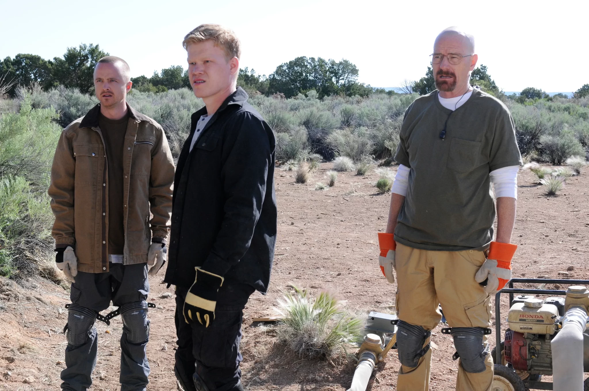 Bryan Cranston, Jesse Plemons, and Aaron Paul in 'Breaking Bad'